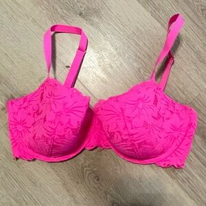 BNWOT aerie hot pink balconette lace bra